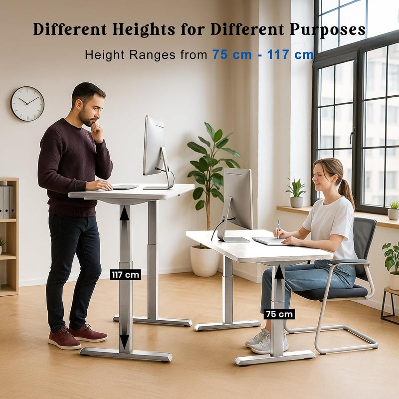 RIGID Electric Height Adjustable Table - Ergonomic Sit Stand Desk, White - Image 4